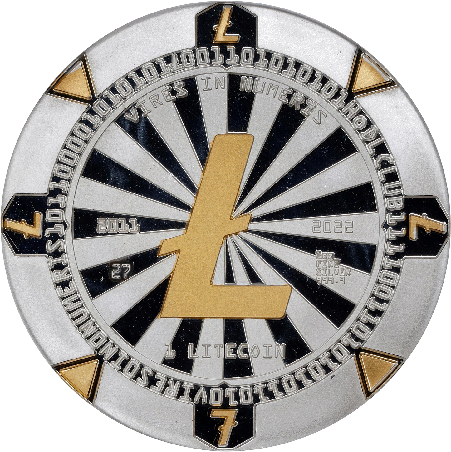 1 LTC Fine Silver 999.9 Poker Chip — Original Release